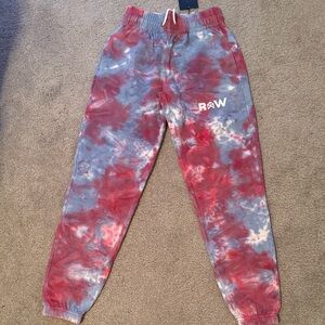 NWT RawGear Women’s Sporty Jogger Sweatpants.(red/blue tie-dye). Sz.XS